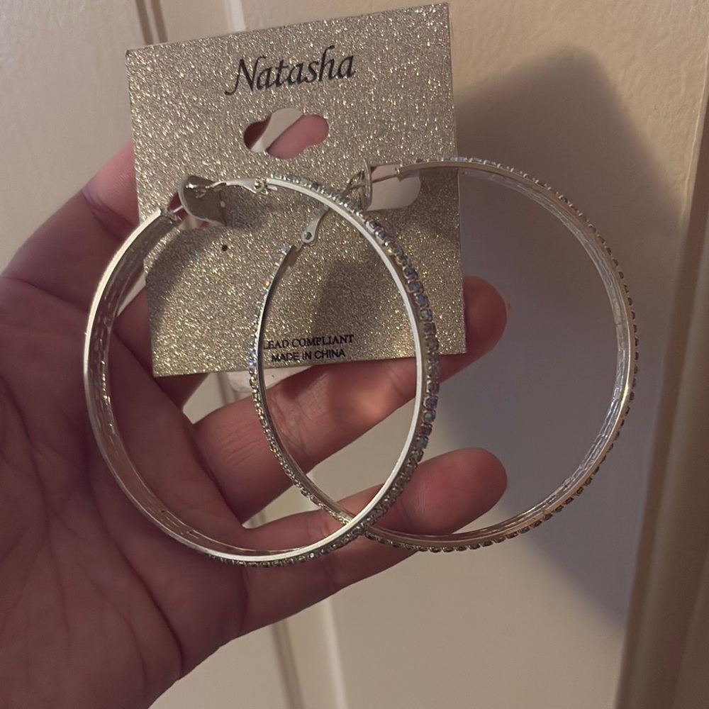 Natasha Silver Hoop Earrings